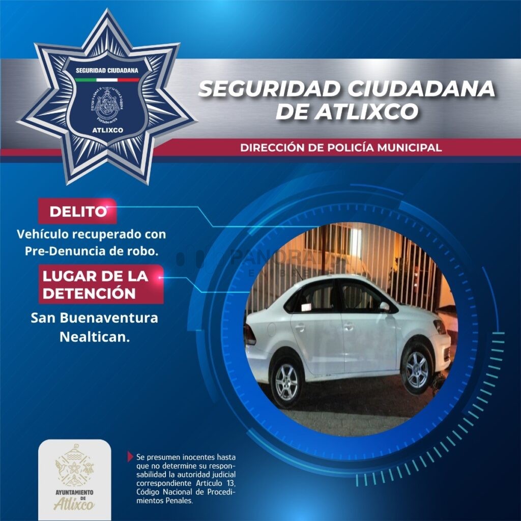 Robo de auto en Atlixco 2026