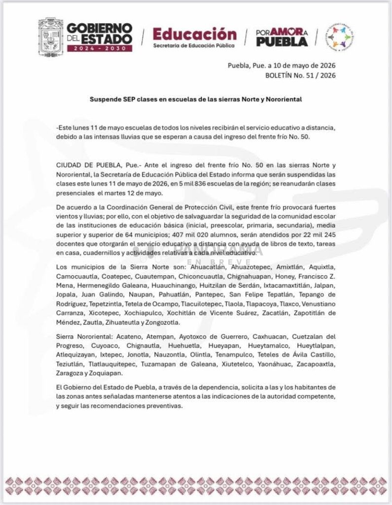 Frente Frío número 50 cambiará el clima en varios estados