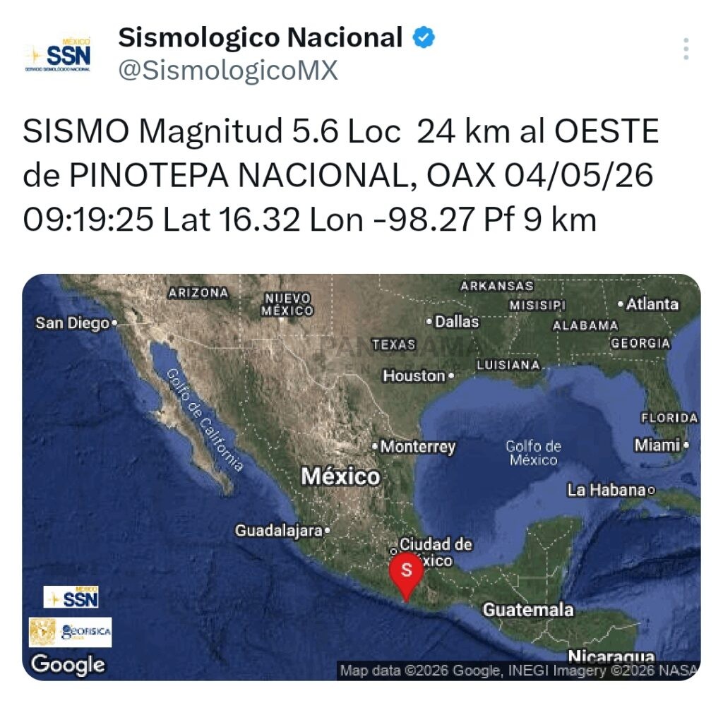 El temblor registrado la mañana de este 4 de mayo de 2026 en el estado de Oaxaca generó inquietud entre la población.