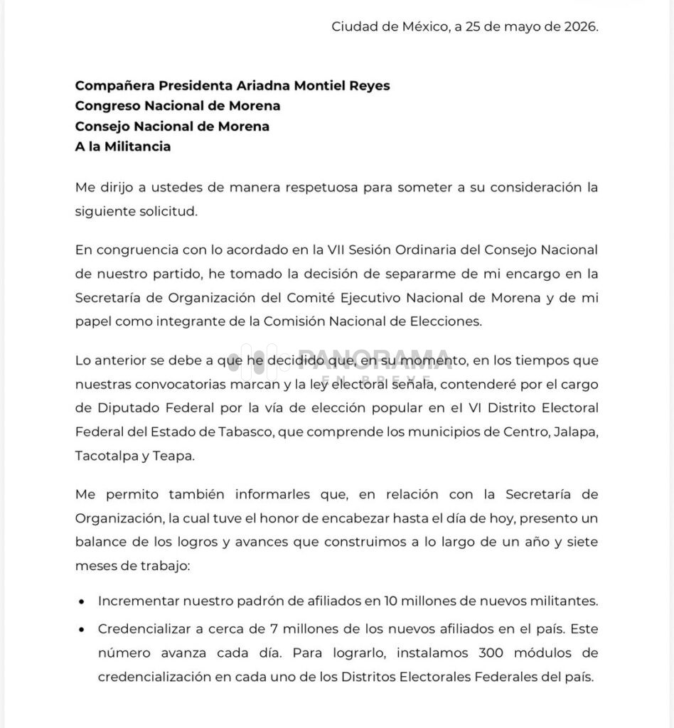 La salida del dirigente morenista también generó críticas desde la oposición. El diputado priista Rubén Moreira aseguró que Andy López Beltrán “renunció porque es una persona incómoda para Morena”.