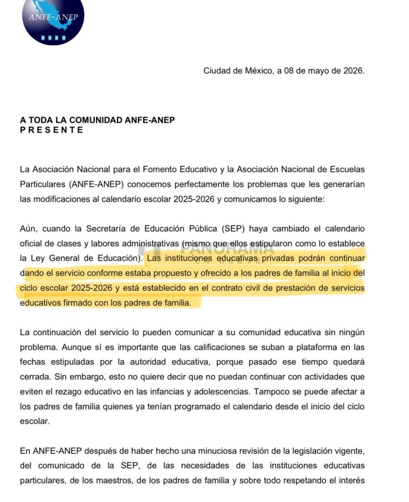La Secretaría de Educación Pública tenía previsto originalmente concluir el ciclo escolar el 15 de julio de 2026; sin embargo, el titular de la SEP informó que las vacaciones iniciarían desde el 5 de junio y que el regreso a clases sería hasta el 31 de agosto.