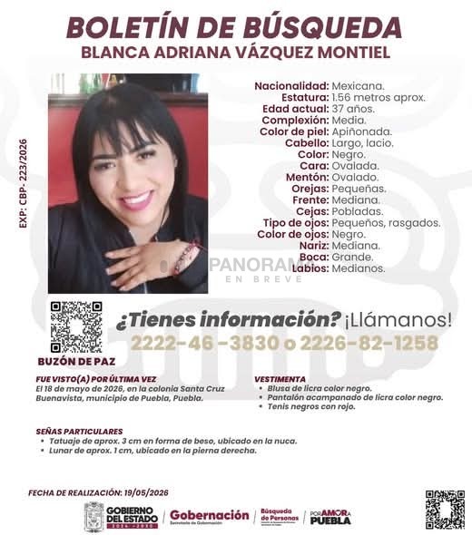 Desaparición de Blanca Adriana Vázquez Montiel desató indignación y dolor; su cuerpo fue localizado en una zanja en Tlaxcala tras acudir a una clínica estética en Puebla.