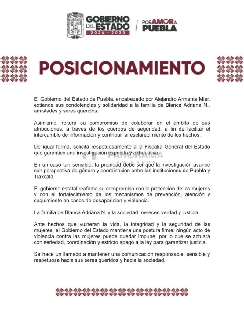 Desaparición de Blanca Adriana Vázquez Montiel desató indignación y dolor; su cuerpo fue localizado en una zanja en Tlaxcala tras acudir a una clínica estética en Puebla.