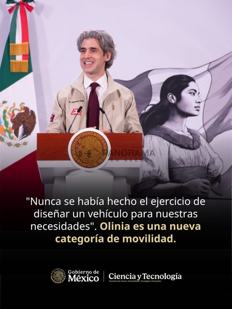 La presidenta de México, Claudia Sheinbaum Pardo, presentó oficialmente Olinia, el primer vehículo eléctrico desarrollado en el país