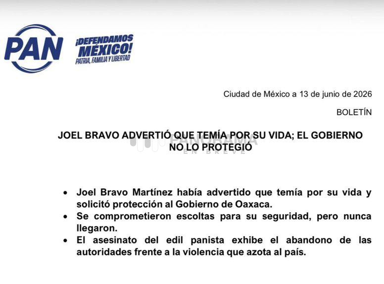 Joel Ángel Bravo Martínez, presidente municipal de San Miguel Amatitlán, Oaxaca, fue asesinado por un grupo de hombres armados que le disparó cuando se encontraba en su domicilio. 