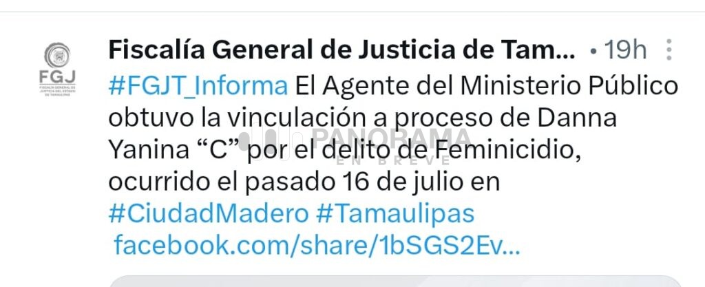 La vinculación a proceso de Danna Yanina “N”, por su probable participación en el feminicidio de Dafne Zapata Quintos.