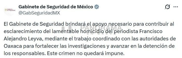 El homicidio provocó reacciones de autoridades estatales y federales. El gobernador de Oaxaca, Salomón Jara, condenó el asesinato y manifestó sus condolencias a los familiares del comunicador.
