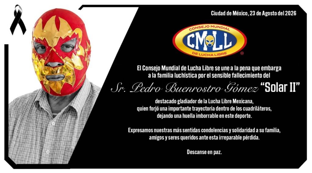 La lucha libre mexicana está de luto por el fallecimiento de Pedro Buenrostro Gómez, conocido en los cuadriláteros como Solar II.