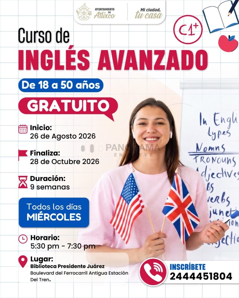 El Ayuntamiento de Atlixco, encabezado por la presidenta municipal Ariadna Ayala, impulsa cursos gratuitos de inglés.